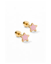 Screwback Stud Earrings - Nora Star Pink