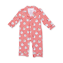 Vintage Santa Stripe Long Sleeve Coat Style Romper