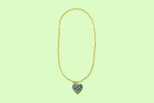 Paperclip Chain Necklace - Heart Pendant -Colorful Confetti