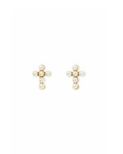 Screwback Stud Earrings - Clara Cross Pearl
