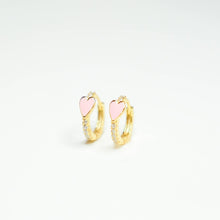Bubblegum Pink Heart Pave Huggie Earrings