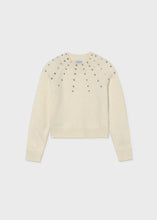 Strass-applique sweater Cream