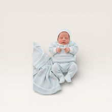 Light Blue/White Stripe Layette Three Piece Boy Set