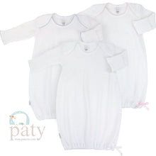 White/Pink Paty Knit Overlap Shoulder Gown #115