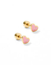 Screwback Stud Earrings - Nora Heart Pink