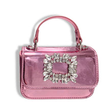 Rhinestone Decor Patent Purse Pink