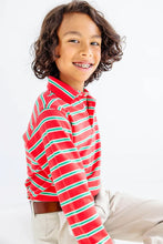 Long Sleeve Prim & Proper Polo Richmond Red, Kiawah Kelly Green & Palmetto Pearl Stripe