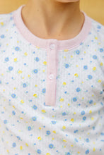 Sara Jane's Long Sleeve Short Set (Pointelle) Dunwoody Daisy with Palm Beach Pink