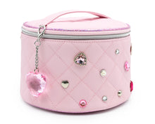 Quilted Rhinestone Round Glam Bag with Charm