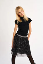 Girls Ruched top, stand-up collar Black