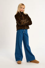 Girls Faux fur zip-up jacket Chocolate