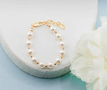 Little Girls 14K Gold-Plated Chunky Pearl Bracelet for Kids
