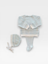 Light Blue/White Stripe Layette Three Piece Boy Set