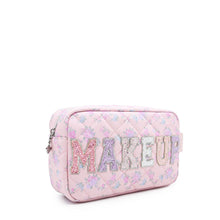 'MAKEUP' Quilted Floral Printed Pouch