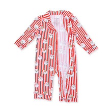 Vintage Santa Stripe Long Sleeve Coat Style Romper