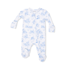 Puppy Toile Blue 2 Way Zipper Footie