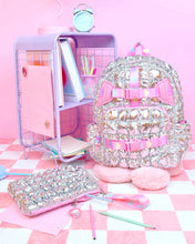Quilted Scrunchies Metallic Silver Large Backpack