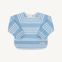 Biscuit Bib Saddle Ridge Stripe (Sarasota Sky) with Worth Avenue White