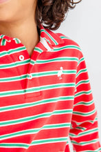 Long Sleeve Prim & Proper Polo Richmond Red, Kiawah Kelly Green & Palmetto Pearl Stripe