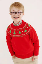 Isaac's Fair Isle Sweater Richmond Red with Christmas Trees