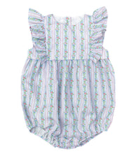 Liza Bubble Pink and Blue Floral Stripe Woven