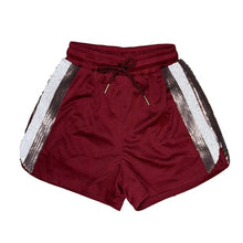 Maroon and Silver Sequin Shorts
