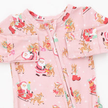 Vintage Reindeer Pink - 2 Way Ruffle Sleeve Zipper Footie