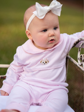 Spotted Puppy Girl Light Pink Stripe Pima Playsuit
