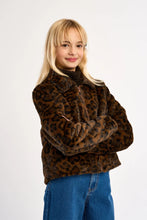 Girls Faux fur zip-up jacket Chocolate