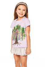 Kids Lavender Frill Edge Beads In Tree Tee