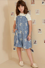 Girls Crochet Bow Embroidered Balloon Hem Dress