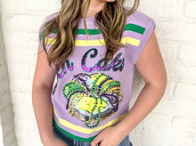 Kids Lavender, Green & Yellow 'Queen Cake' Striped Top