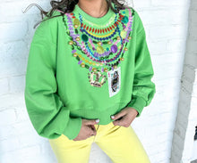 Kids Bright Green Mardi Gras Beads Sweatshirt