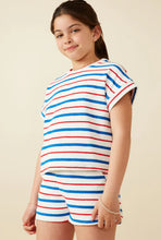 Girls Multi Stripe Dolman Terry Knit Top