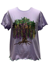 Kids Lavender Frill Edge Beads In Tree Tee