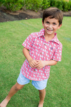 American Flag Plaid Short Sleeve Button Down Shirt
