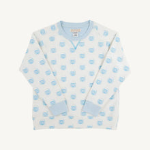 Cassidy Comfy Crewneck Vintage-Prep Pumpkin Pails with Buckhead Blue