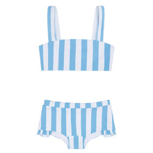girls bay stripe bandeau bikini and swim shorts