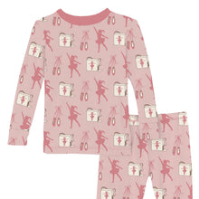 Print Long Sleeve Pajama Set in Baby Rose Ballet Dancers