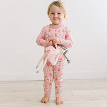 Print Long Sleeve Pajama Set in Baby Rose Ballet Dancers