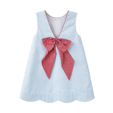 Nora Scallop Dress, Blue Colonel Stripe