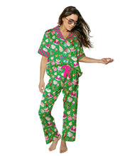 Adult Silky Holiday Baubles Short Sleeve Pant Set