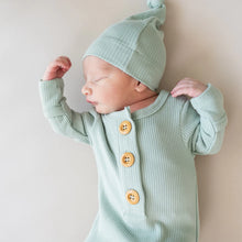 Ribbed Knotted Gown with Hat Set in Sage