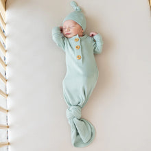Ribbed Knotted Gown with Hat Set in Sage