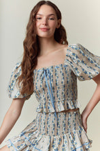 Taupe Floral Printed Bubble Hem Top