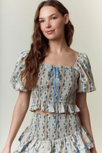 Taupe Floral Printed Bubble Hem Top