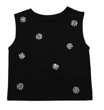 Black Jeweled Flower Sweat Top