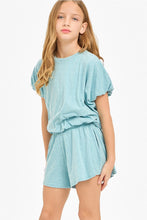 Cotton Blended Wide Legs Skort Denim Blue