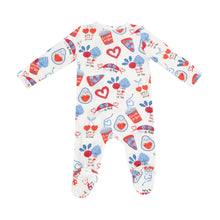 2 WAY ZIPPER FOOTIE - LOVE YOU FOODIE MUCH, Blue