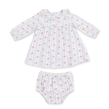 Anna Floral Stripe LS Peter Pan Ruffle Collar Dress Set